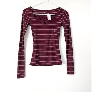 Aero Striped Top With Cut Out Neck Line Detailing Size Small